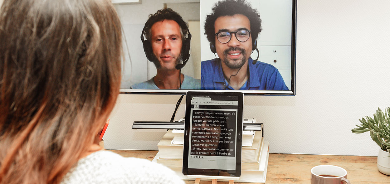 sous-titrage-en-direct-reunion-visioconference-le-messageur Sous-titrage de réunions en visioconférence par les interprètes de l'écrit du Messageur