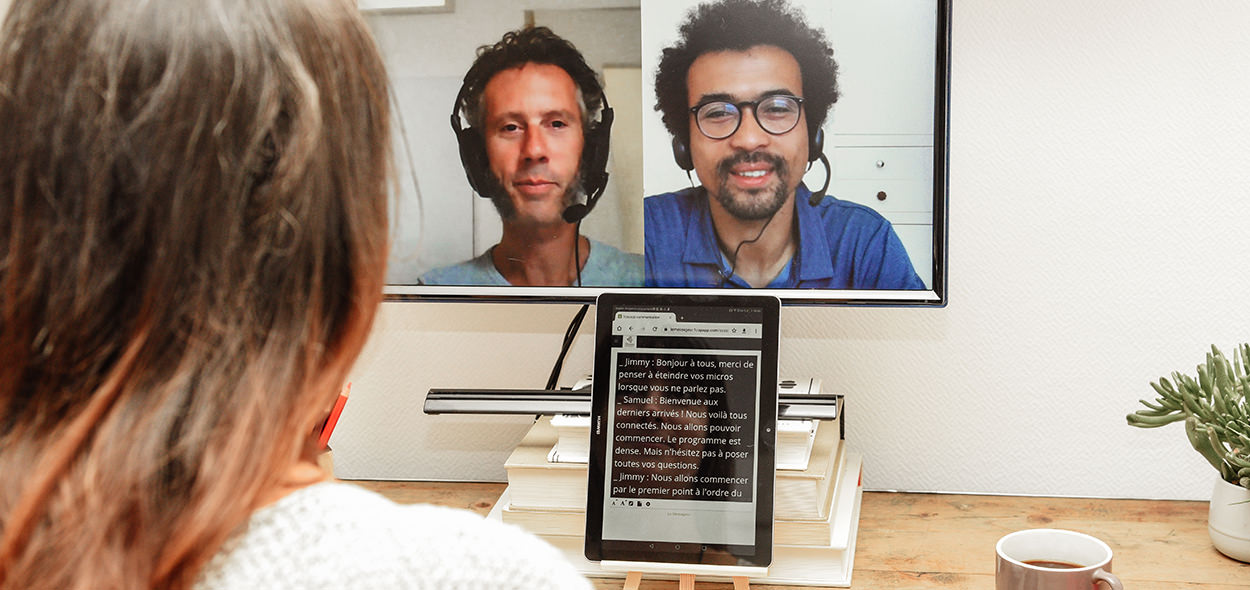 Sous-titrage de réunions en visioconférence par les interprètes de l'écrit du Messageur